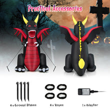 Load image into Gallery viewer, Halloween Inflatable Fire Dragon with LED Lights - Suitable for Halloween Decorations and Scary Parties