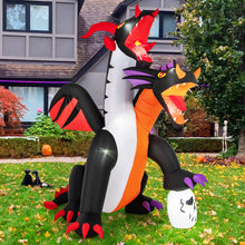 Load image into Gallery viewer, Halloween Inflatable Two-Headed Dragon with LED Lights and Flashing Effects - Suitable for Halloween Decorations and Parties