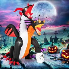 Load image into Gallery viewer, Halloween Inflatable Two-Headed Dragon with LED Lights and Flashing Effects - Suitable for Halloween Decorations and Parties