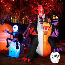 Load image into Gallery viewer, Halloween Inflatable Two-Headed Dragon with LED Lights and Flashing Effects - Suitable for Halloween Decorations and Parties