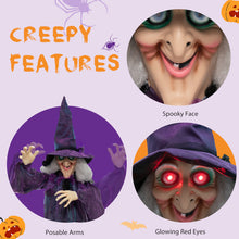 Load image into Gallery viewer, Halloween Hanging Witch with Pre-recorded Phrases - Suitable for Halloween Decorations and Haunted Houses