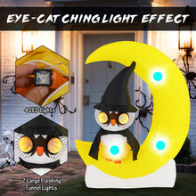 Load image into Gallery viewer, Halloween Inflatable Owl on Moon Decoration with Built-in LED Lights - Suitable for Holiday Parties