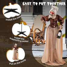 Load image into Gallery viewer, Halloween Electronic Animated Old Lady with LED Red Eyes and Sound Activation - Suitable for Haunted Houses and Halloween Decorations