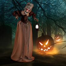 Load image into Gallery viewer, Halloween Electronic Animated Old Lady with LED Red Eyes and Sound Activation - Suitable for Haunted Houses and Halloween Decorations