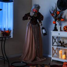 Load image into Gallery viewer, Halloween Electronic Animated Old Lady with LED Red Eyes and Sound Activation - Suitable for Haunted Houses and Halloween Decorations