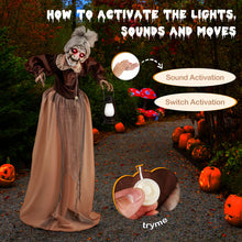 Load image into Gallery viewer, Halloween Electronic Animated Old Lady with LED Red Eyes and Sound Activation - Suitable for Haunted Houses and Halloween Decorations
