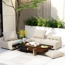 Load image into Gallery viewer, Outdoor Modular Sofa, with Aluminum Structure, Support Cushion and Back Cushion Cover-Removable, Fade-resistant, Waterproof Sofa Cover Included,Light Brown(The rate : Based on a single piece )