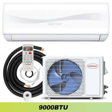 Load image into Gallery viewer, 9000 BTU 17 SEER2 Mini Split Air Conditioner, Heating and Cooling, Auto-Cleaning, with Remote Control
