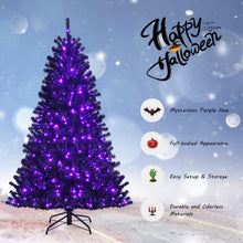 Load image into Gallery viewer, Halloween Black Christmas Tree with Purple LED Lights - DIY Party Decoration