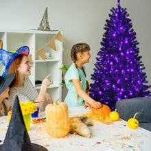 Load image into Gallery viewer, Halloween Black Christmas Tree with Purple LED Lights - DIY Party Decoration