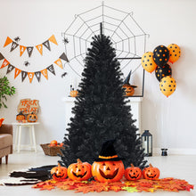 Load image into Gallery viewer, Halloween Black Christmas Tree with Purple LED Lights - DIY Party Decoration
