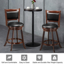 Load image into Gallery viewer, Costway Swivel Dining Chair Set of 2 - Bar Stools with Padded Backrest and Seat Cushion, Suitable for Restaurant, Bar, and Cafe