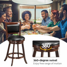 Load image into Gallery viewer, Costway Swivel Dining Chair Set of 2 - Bar Stools with Padded Backrest and Seat Cushion, Suitable for Restaurant, Bar, and Cafe