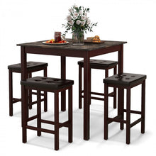 Load image into Gallery viewer, Vintage Small Dining Room Sets with Table and 4 Padded Bar Stools - Suitable for Restaurant and Bistro