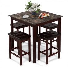 Load image into Gallery viewer, Vintage Small Dining Room Sets with Table and 4 Padded Bar Stools - Suitable for Restaurant and Bistro