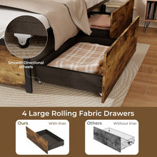 Load image into Gallery viewer, Industrial Style Metal Bed Frame with Drawers USB Ports and LED Lights