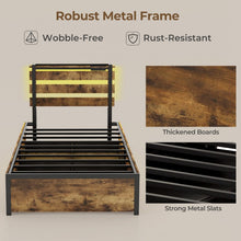 Load image into Gallery viewer, Industrial Style Metal Bed Frame with Drawers USB Ports and LED Lights