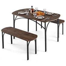 Load image into Gallery viewer, Industrial Style Dining Room Table Set - 3-Piece Set with Oval Table and 2 Benches - Suitable for Kitchen, Restaurant, and Small Tavern