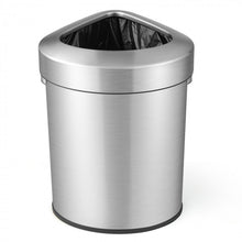 Load image into Gallery viewer, 60L Stainless Corner Steel Trash Bin with Lid and Anti-slip Bottom