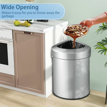 Load image into Gallery viewer, 60L Stainless Corner Steel Trash Bin with Lid and Anti-slip Bottom