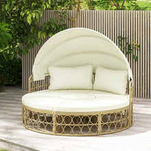 Load image into Gallery viewer, Costway Outdoor Canopy Bed with Round Sofa and Retractable Sunshade - Suitable for Patio, Garden, and Backyard
