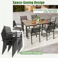 Load image into Gallery viewer, Outdoor Gray Dining Tables Sets - 7-Piece Set with Rectangular Table and 6 Chairs - Suitable for Backyard and Poolside Dining