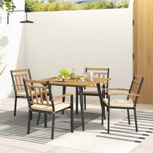 Load image into Gallery viewer, Outdoor Wood Dining Table Set - 5-Piece Set with Square Table and 4 Chairs - Suitable for Patio and Backyard