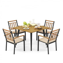 Load image into Gallery viewer, Outdoor Wood Dining Table Set - 5-Piece Set with Square Table and 4 Chairs - Suitable for Patio and Backyard