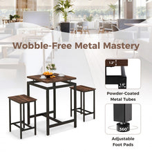 Load image into Gallery viewer, Industrial Farmhouse Dining Room Sets - 3-Piece Set with Floating Tabletop and Stools - Suitable for Kitchen, Restaurant, and Small Tavern