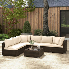 Charger l'image dans la galerie, Costway Large Sectional Couch Wicker Set of 7 Pieces - Suitable for Patio, Garden, and Backyard