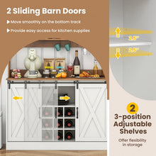 Charger l'image dans la galerie, Costway White Coffee Bar Cabinet with Sliding Barn Doors and USB Outlet - Suitable for Kitchen and Restaurant