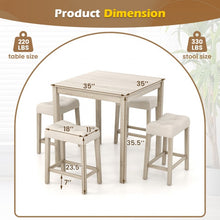 Load image into Gallery viewer, Gray Farmhouse Dining Room Sets - 5-Piece Set with 4 Saddle Cushioned Stools - Suitable for Kitchen and Restaurant