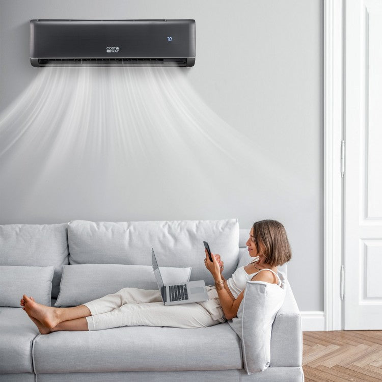12000 BTU 21 SEER2 208-230V Gray 4-in-1 Mini Split Air Conditioner with 24-Hour Timer