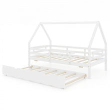 Load image into Gallery viewer, Double Bed Frame with Pull-Out Trundle Bed and Guard Rails