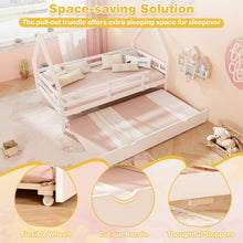 Load image into Gallery viewer, Double Bed Frame with Pull-Out Trundle Bed and Guard Rails
