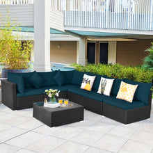 Charger l'image dans la galerie, Costway 7-Piece Section Couch Set with Glass Coffee Table - Suitable for Backyard, Garden, and Party Gatherings