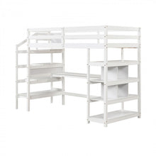 Load image into Gallery viewer, White Loft Bed with Storage and Stairs