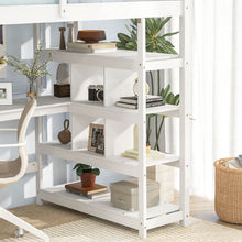 Load image into Gallery viewer, White Loft Bed with Storage and Stairs