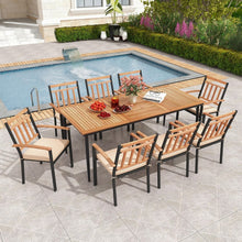 Charger l'image dans la galerie, Modern Minimalist 9-Piece Wooden Patio Dining Table and Chair Set