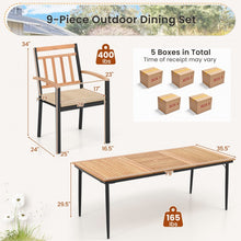 Charger l'image dans la galerie, Modern Minimalist 9-Piece Wooden Patio Dining Table and Chair Set