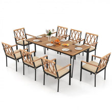 Load image into Gallery viewer, Outdoor Patio Dining Room Table Set - 9-Piece Set with Rectangular Table and 8 Chairs - Suitable for Backyard Gatherings