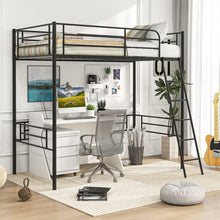 Load image into Gallery viewer, Black Metal Bunk Bed with Loft Design