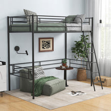 Load image into Gallery viewer, Black Metal Bunk Bed with Loft Design