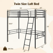Load image into Gallery viewer, Black Metal Bunk Bed with Loft Design