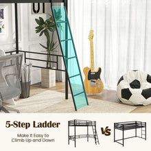 Load image into Gallery viewer, Black Metal Bunk Bed with Loft Design