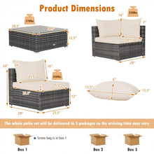 Charger l'image dans la galerie, Costway 7-Piece Wicker Sectional Couches Set with Cushioned Backrest - Suitable for Patio, Garden, and Backyard