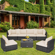 Charger l'image dans la galerie, Costway 7-Piece Wicker Sectional Couches Set with Cushioned Backrest - Suitable for Patio, Garden, and Backyard