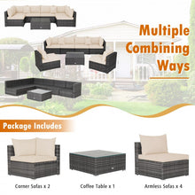 Charger l'image dans la galerie, Costway 7-Piece Wicker Sectional Couches Set with Cushioned Backrest - Suitable for Patio, Garden, and Backyard