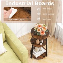 Load image into Gallery viewer, Costway Industrial Style Round Side Table with Three-Tier Storage - Suitable for Living Room, Café, and Sofa Side