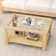 Load image into Gallery viewer, Modern Minimalist Glass Coffee Table with Storage Shelf - Suitable for Living Room
